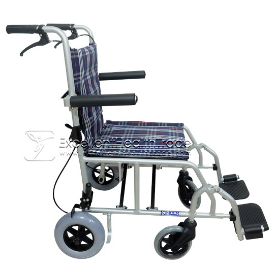 00658: รถเข็นพกพาล้อหนา - พร้อมกระเป๋า (Portable Alloy Wheelchair KIMBER) (WS-01) - น้ำเงิน